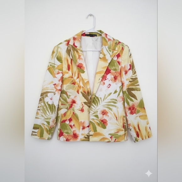 Linda Allard Ellen Tracy Jackets & Blazers - Linda Allard Ellen Tracy women's Open Tropical Floral Blazer Jacket Size 18